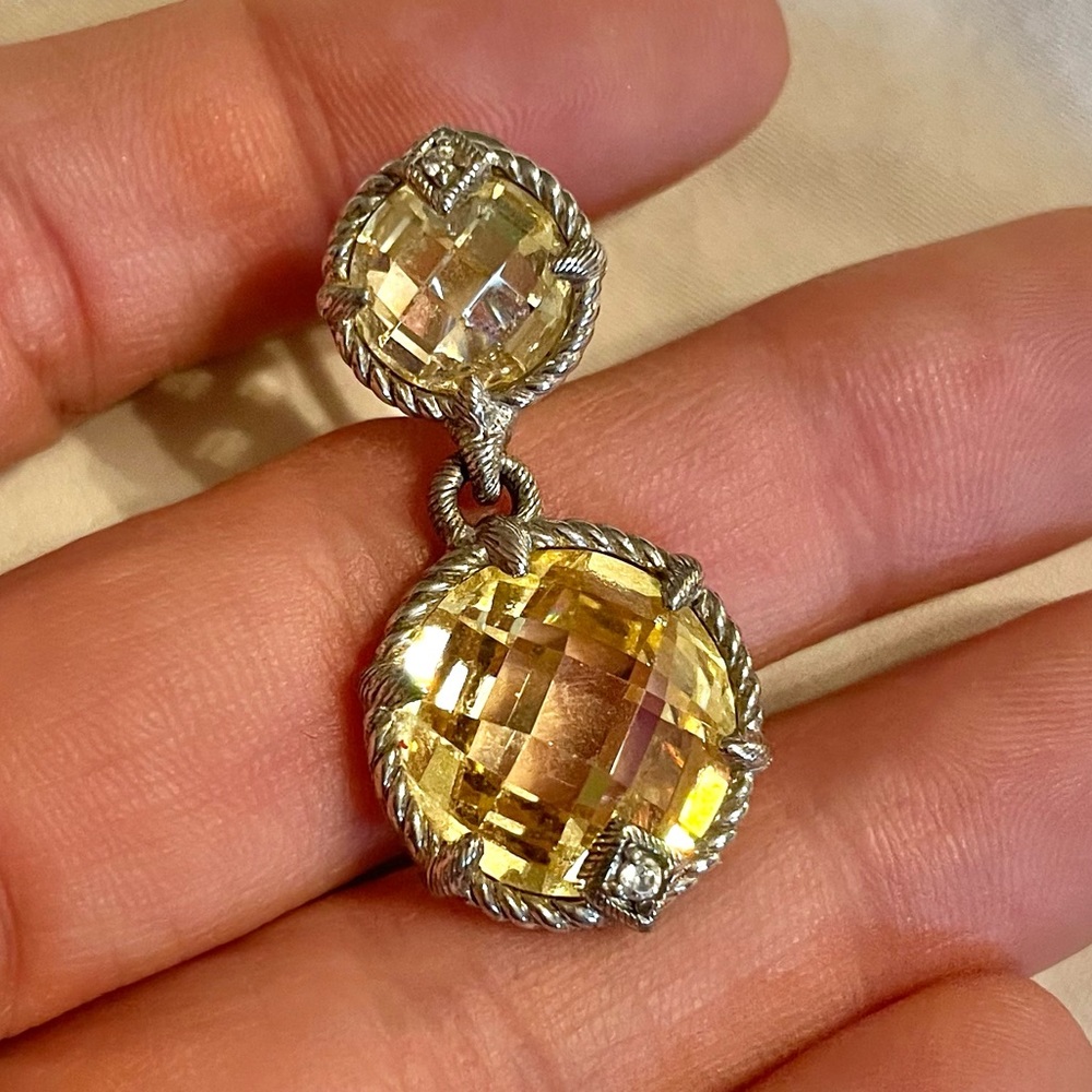 Judith Ripka ONE SINGLE Canary Colored Sterling Silver Eclipse- SINGLE Earring